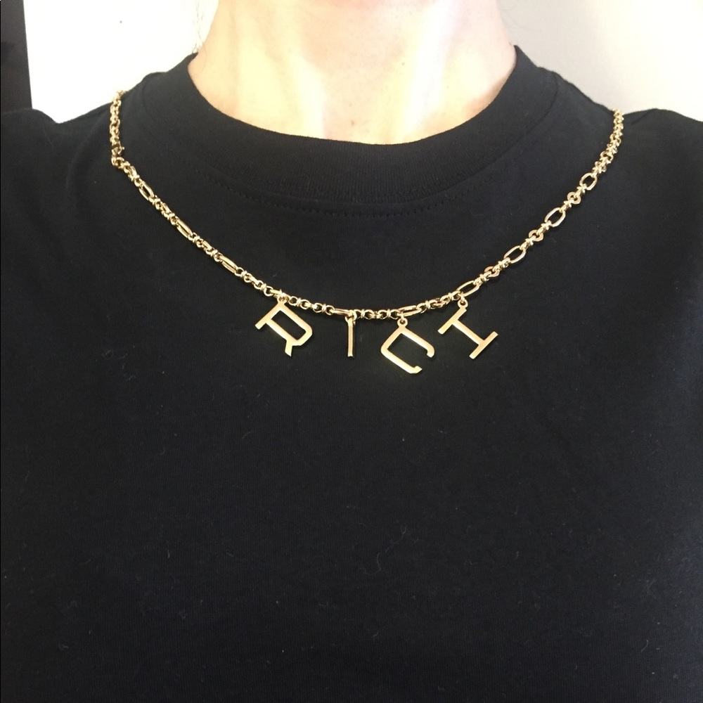 Alessandra Rich Gold Letter Necklace